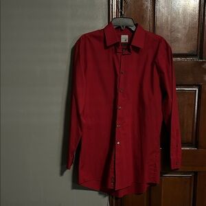 jf j.ferrar Men's Burgundy Dress Shirt - Long Sleeve Button-Up